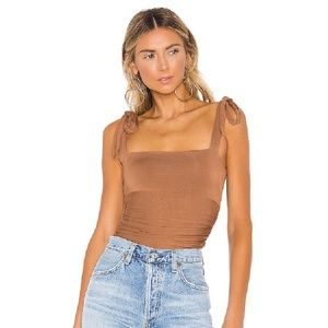 Majorelle Tan Brown bodysuit tie straps size Small